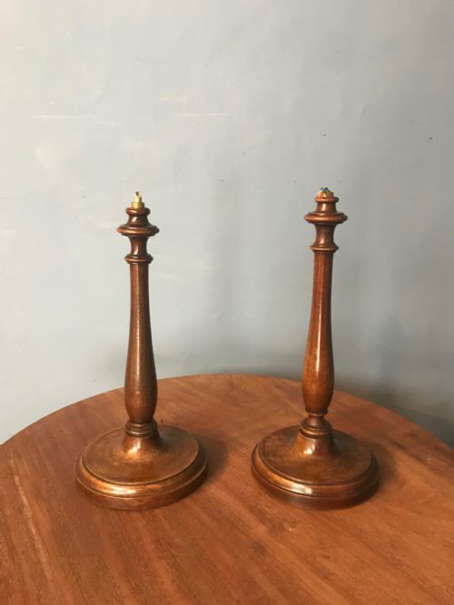 A Pair of Edwardian Walnut Table Lamps Circa 1910