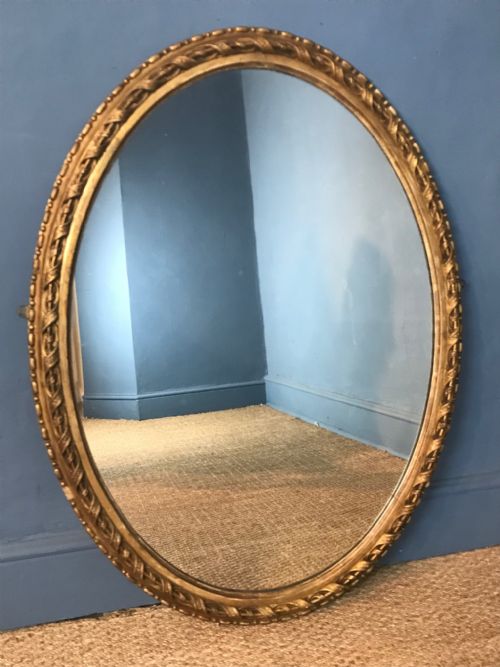 A Large Mid 19th C English Gilt Oval Mirror Circa 1860