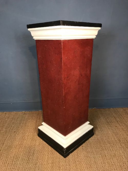 A Late Regency Simulated Porphyry Black Marble and Plaster Pedestal Circa 1830