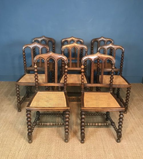 A Set of 8 Victorian Gothic Dining Chairs Circa 1880