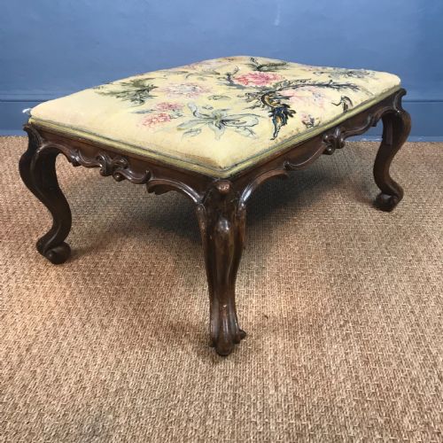 A Victorian Walnut Cabriole Leg Stool C 1860