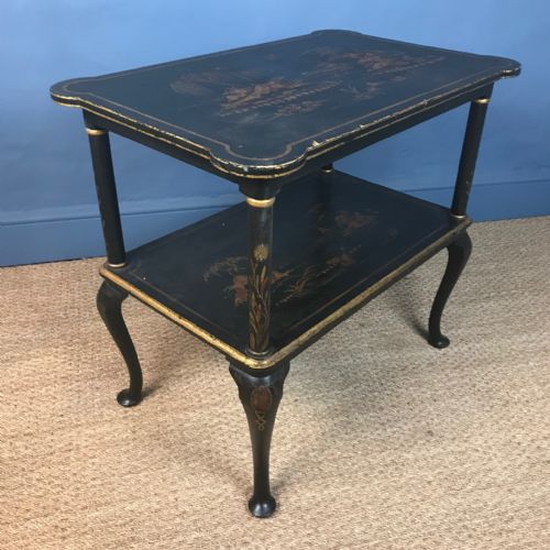An Edwardian Chinoiserie Lacquer 2 Tier Table Circa 1920