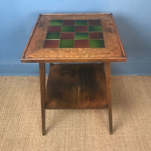 An Arts and Crafts Oak Tile Top Table Circa 1910
