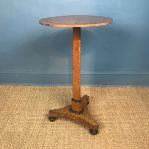 A Regency Birds Eye Maple and Ebony Pedestal Table Circa 1820