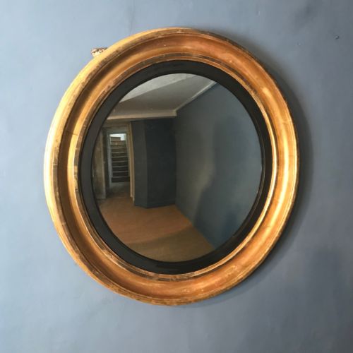A Large Regency Convex Mirror Circa 1820 with Original Water Gilding and Mercury Plate