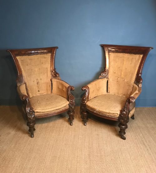A Pair of Irish Oak Library Chairs Cork Circa 1850