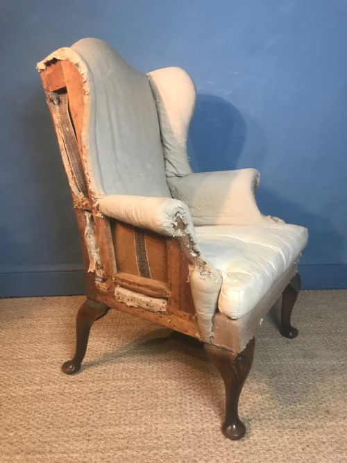 A Queen Anne Style Walnut Wing Chair Circa 1890