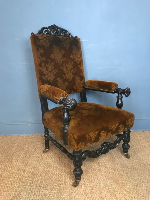 An Irish Victorian Ebonised Armchair Circa 1880