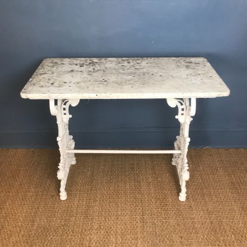 A Victorian Cast Iron Coalbrookdale Table Circa 1880 with Original Marble Top