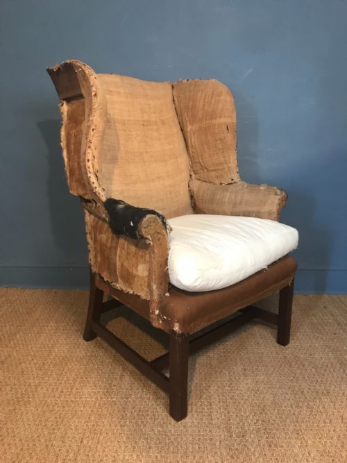 A George 111 Mahogany Wing Chair Circa 1780 for Reupholstery