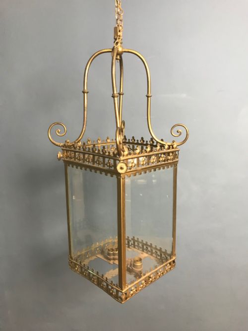 A Victorian Gilt Brass Hall Lantern Circa 1880