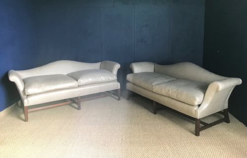 A Pair of 19th C Mahogany Camel Back Sofas in Early George 111 Style