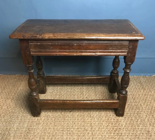 A William and Mary Oak Joint Stool Circa 1690.
