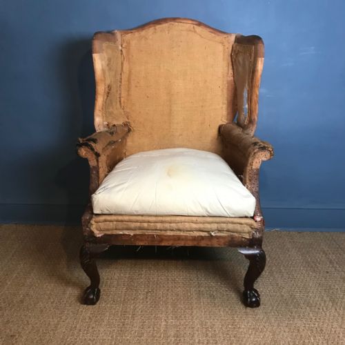 A Late 19th C Wing Chair C 1890 in Mid 18th C Style