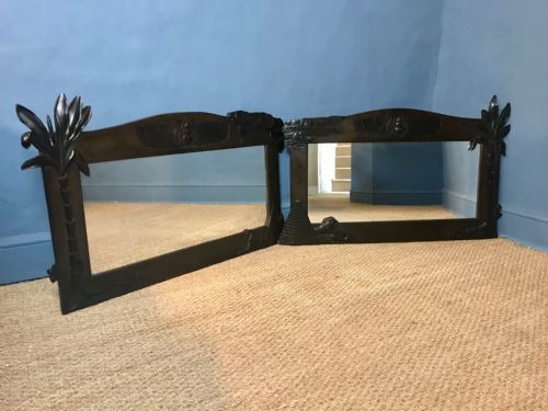 An Unusual Pair of Egyptian Style Ebonised Mahogany Mirrors Circa 1925