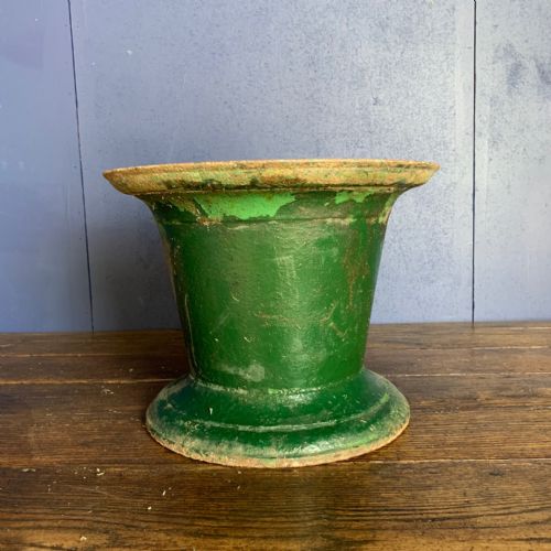 A Late Georgian Green Painted Iron Mortar Circa 1820