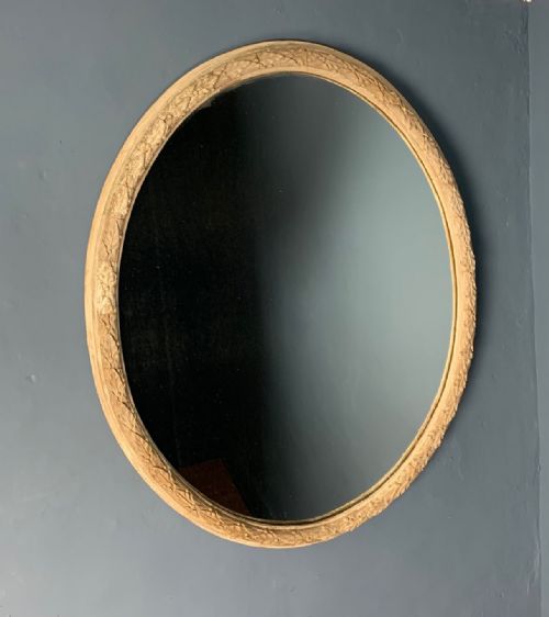 A William IV Oval Mirror C 1835 in the Original Off White Paint