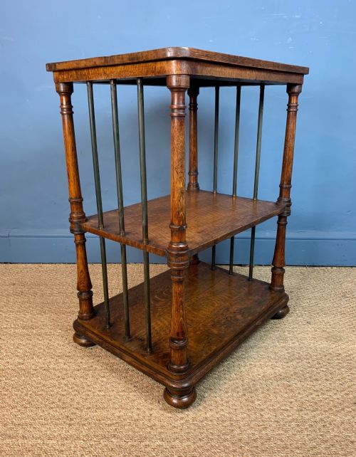 A Gillows of Lancaster Oak and Brass Mounted 3 Tier Whatnot Circa 1835