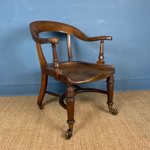 A Victorian Deep Seated Oak Desk Chair Circa 1880
