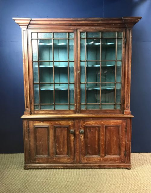 A Mid 19th C Cornish Painted Pine Kitchen Cabinet Tamar Valley Circa 1870