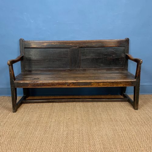 A Small Late 18th C West Country Elm and Oak Settle