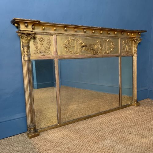A Large Victorian Gilt Overmantel Mirror Circa 1880 in Regency Style