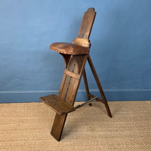 A Rare Edwardian Pine and Beech Artist or Sculptors Seat Circa 1900