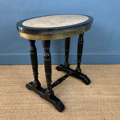 An Aesthetic Movement Marble Top Oval Table  C 1880