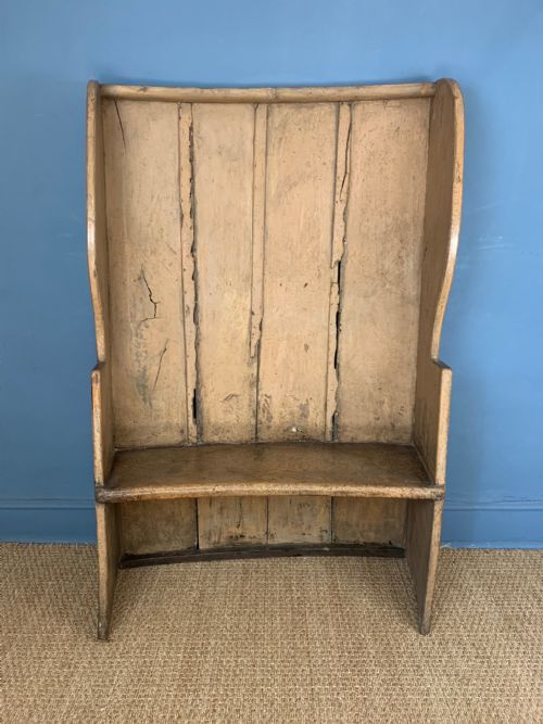 A Small West Country Painted Elm Settle Circa 1800