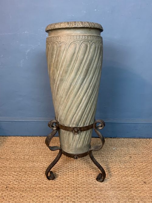 A Late 19th C Green Terracotta Umbrella Stand Circa 1890