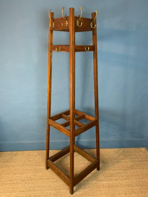 An Edwardian Oak and Brass Hall Stand Circa 1910