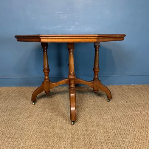 An Aesthetic Movement Walnut Octagonal Centre Table Circa 1880 in Reformed Gothic Style.