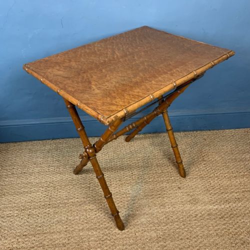 A Victorian Birds Eye Maple Folding Picnic Table Circa 1880.