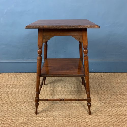 An Aesthetic Movement  Rosewood and Boxwood Strung 2 Tier Table Circa 1890.