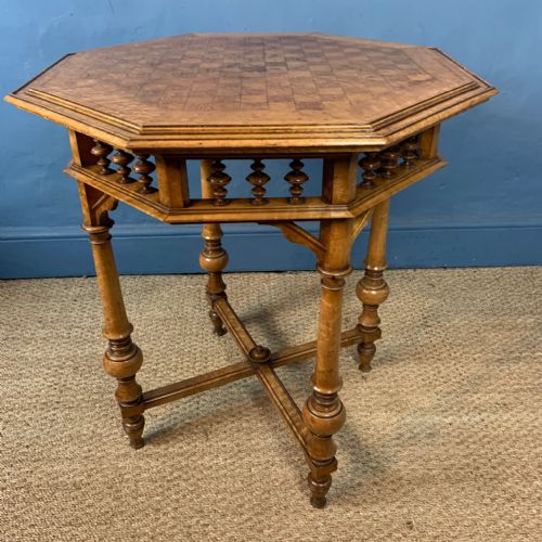 A Victorian Birds Eye Maple Parquetry Octagonal Table Circa 1880