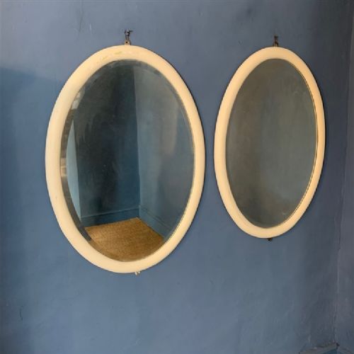 A Large Pair of Edwardian White Painted Oval Mirrors Circa 1910