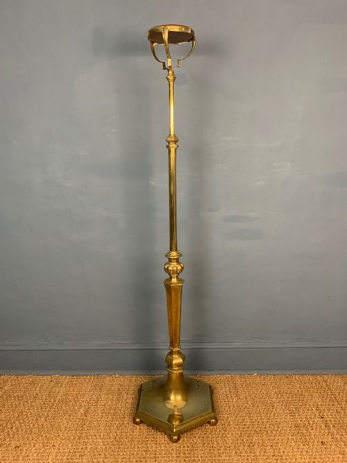 An Edwardian Brass Telescopic Standard Lamp Circa 1910 in Early Georgian Style