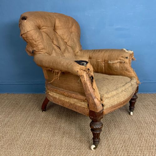 A Large Early Victorian Mahogany Spoon Back Library Chair Circa 1840
