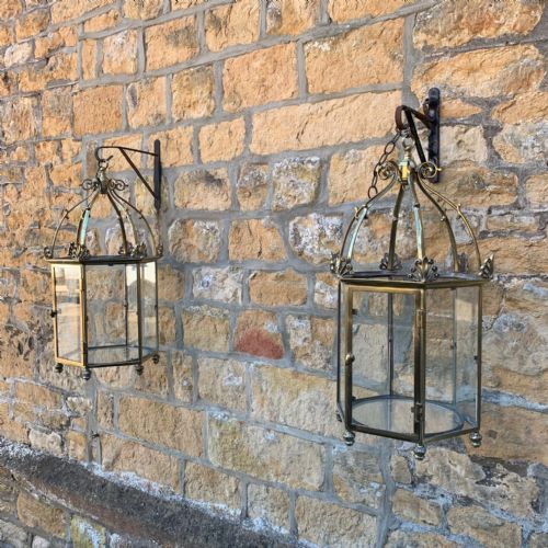 A Pair of Late 19th Century Brass Hall Lanterns Circa 1890