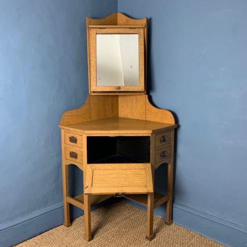 A Glasgow School Oak Arts and Crafts Corner Washstand Circa 1905