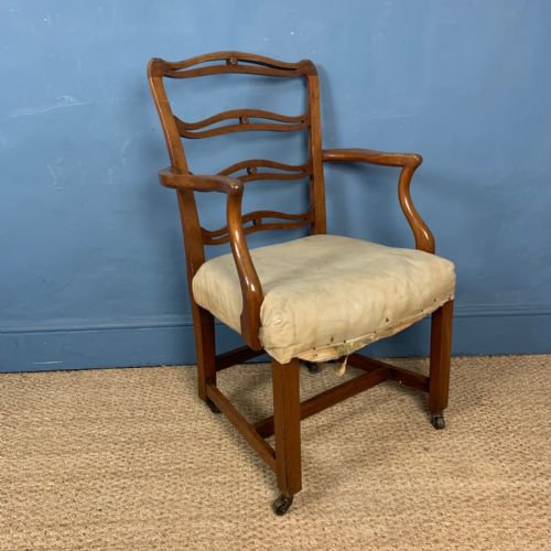 A Late 18th Century Provincial Mahogany George 111 Ladder Back Armchair