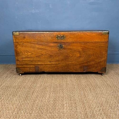 A Mid 19th C Camphor and Brass Banded Campaign Trunk Circa 1870