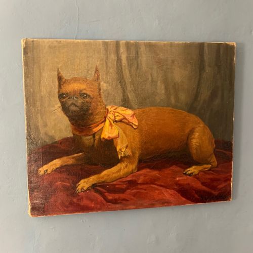 A Late 19th C English School Oil on Canvas Circa 1890 of a Brussels Griffon