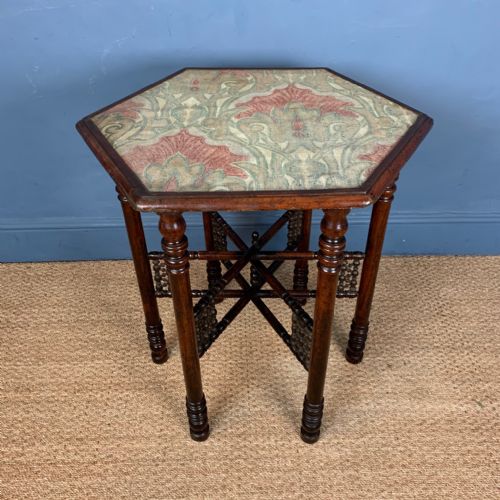 A Rare Liberty and Co Anglo Moorish Mashrabiya Hexagonal Mahogany Table Circa 1885