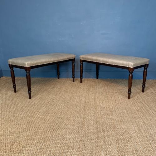 A Pair of Mid 19th C English Beech Window Seats Circa 1850