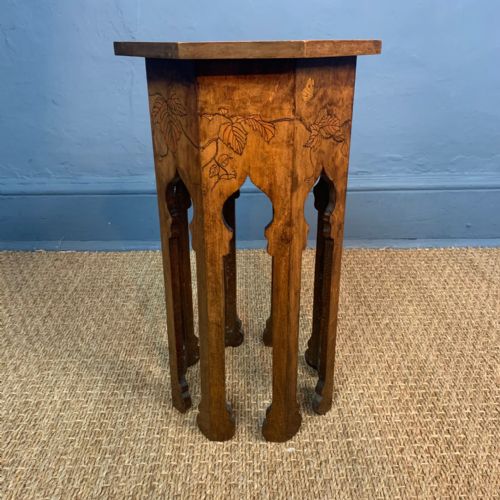 A Late Victorian Octagonal Small Walnut Table Circa 1900 in Moorish Style