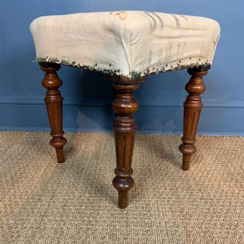 An Early Victorian Oak Stool Circa 1850 on Turned Legs
