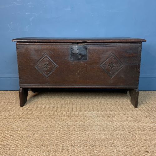 A Small Mid 17th C West Country Oak Coffer Circa 1670