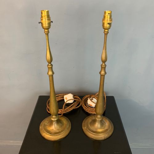 A Pair of Late Victorian Brass Table Lamps Circa 1900