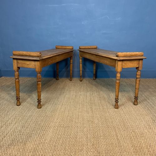 A Pair of Victorian Aesthetic Movement Oak Hall Benches Circa 1880